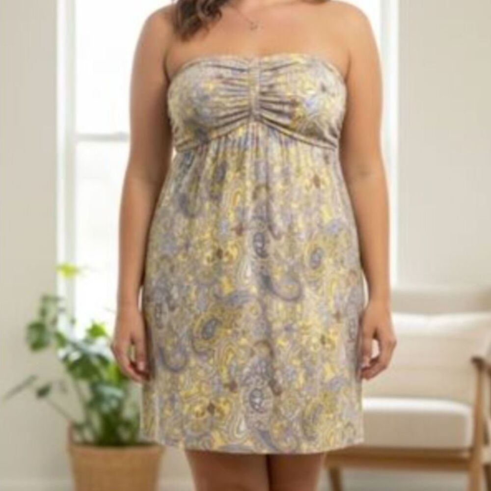 NWT Soma yellow and blue paisley print dress. Size large